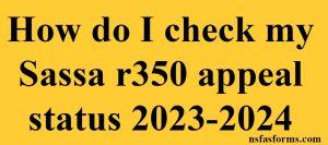 How do I check my Sassa r350 appeal status 2023-2024